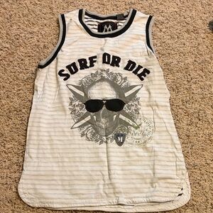 Surf Or Die Graphic Tank Top - White & Black
